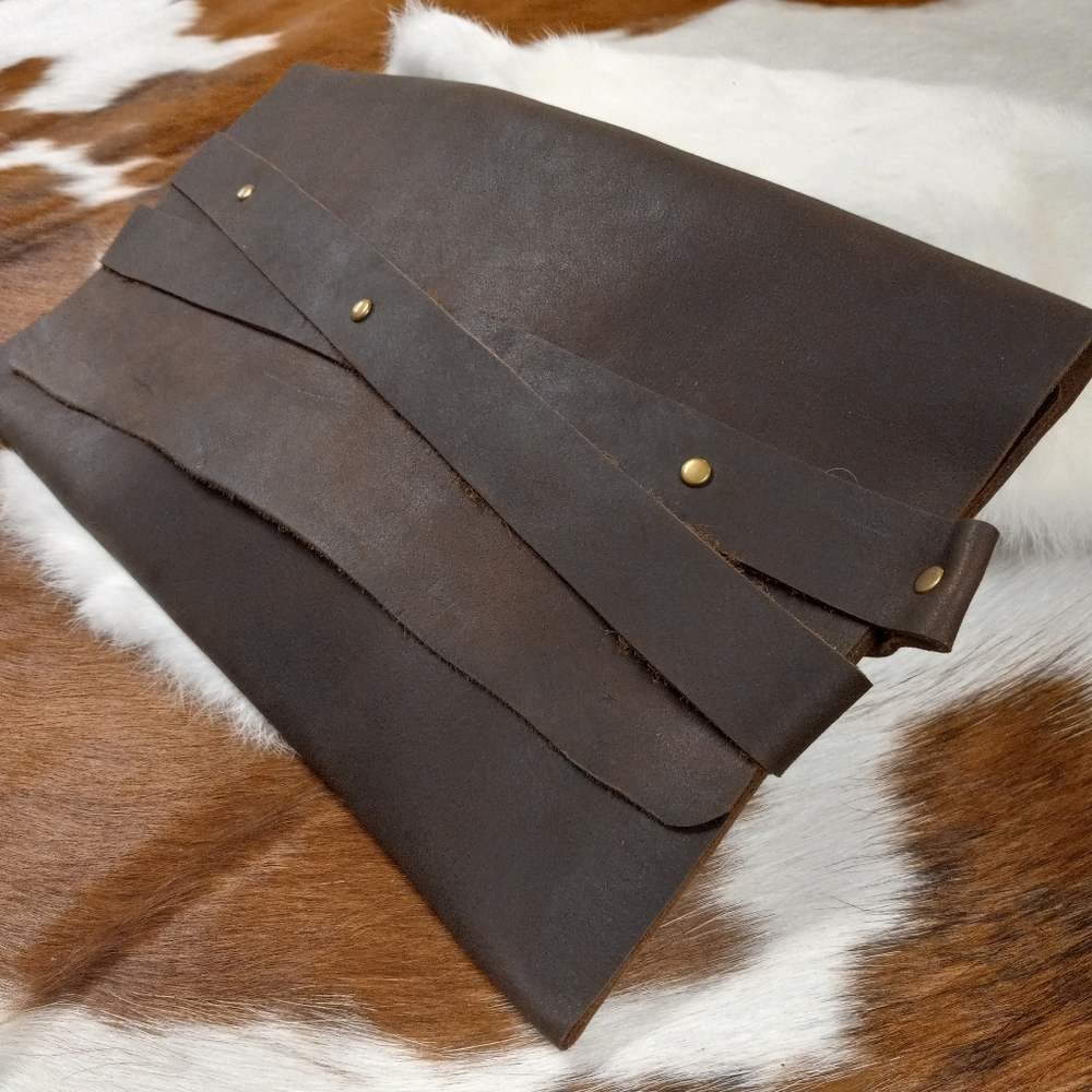 Elegant Brown Leather Clutch Handmade By J.Monique - Picture 3 of 12